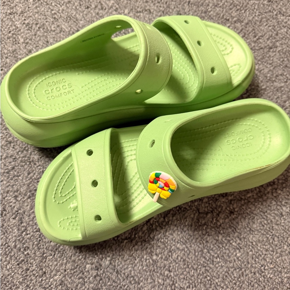 CROCS Light Green Slide Sandals